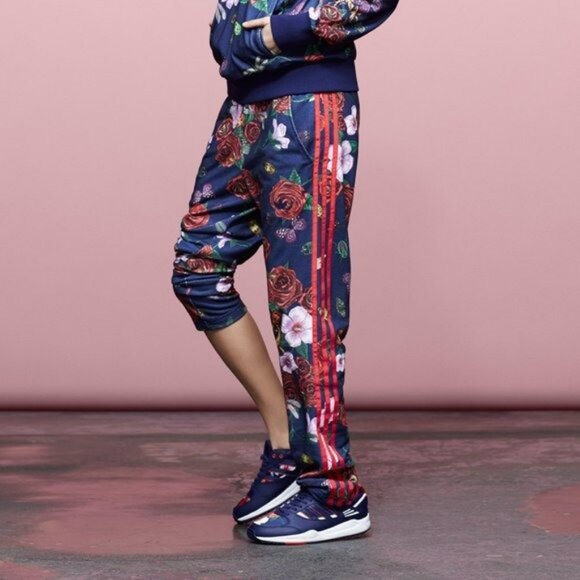 Adidas Rita Ora Rose Floral Dragonfly Insects Track Pants Size Medium - Picture 1 of 14